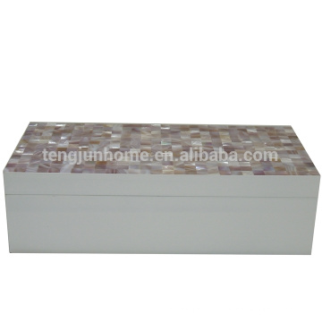 CPN-WPSBL Rosa caja de joyería Shell con pintura blanca grande